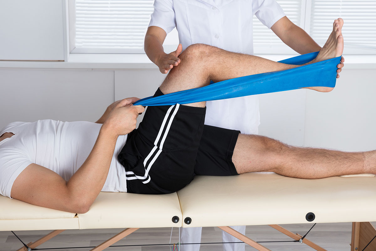 man doing orthopedic exercises